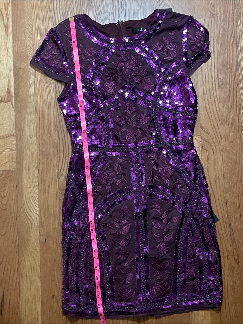Lulu's Purple Sequin Embellished Short Sleeve Mini Dress - Picture 9 of 11